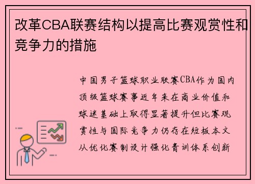 改革CBA联赛结构以提高比赛观赏性和竞争力的措施