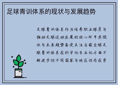 足球青训体系的现状与发展趋势